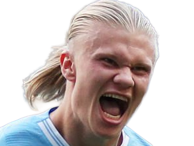 Sticker erling haaland haland braut cyborg homme sportif footballeur norvegien anglais blond yeux bleus vingtaine vingtenaire par Dark-63
