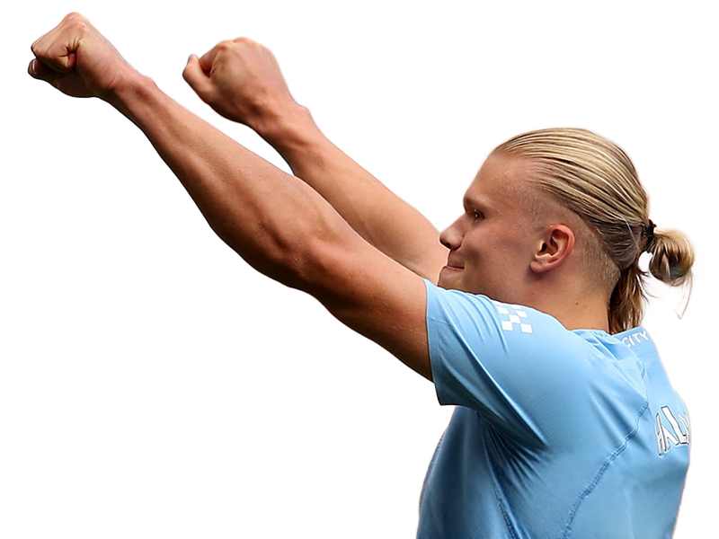 Sticker erling haaland haland braut cyborg homme sportif footballeur norvegien anglais blond yeux bleus vingtaine vingtenaire par Dark-63
