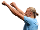 erling haaland haland braut cyborg homme sportif footballeur norvegien anglais blond yeux bleus vingtaine vingtenaire