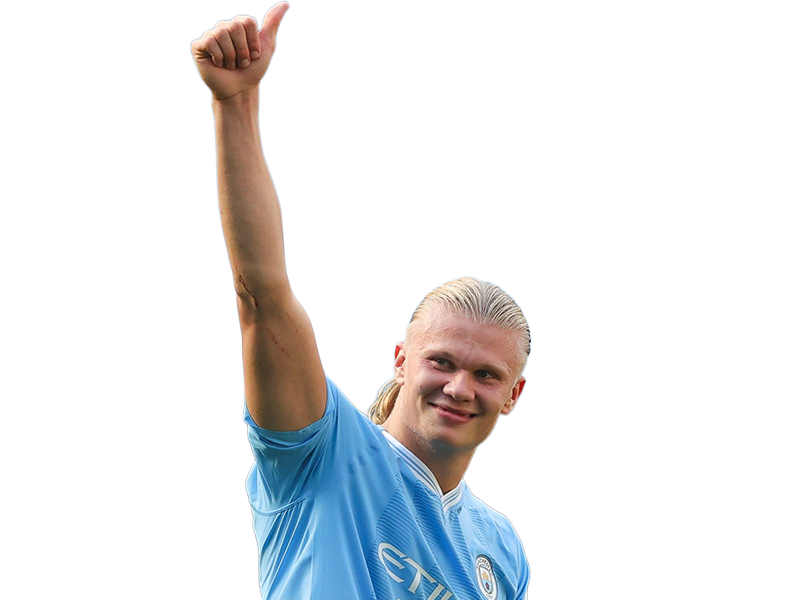Sticker erling haaland haland braut cyborg homme sportif footballeur norvegien anglais blond yeux bleus vingtaine vingtenaire par Dark-63