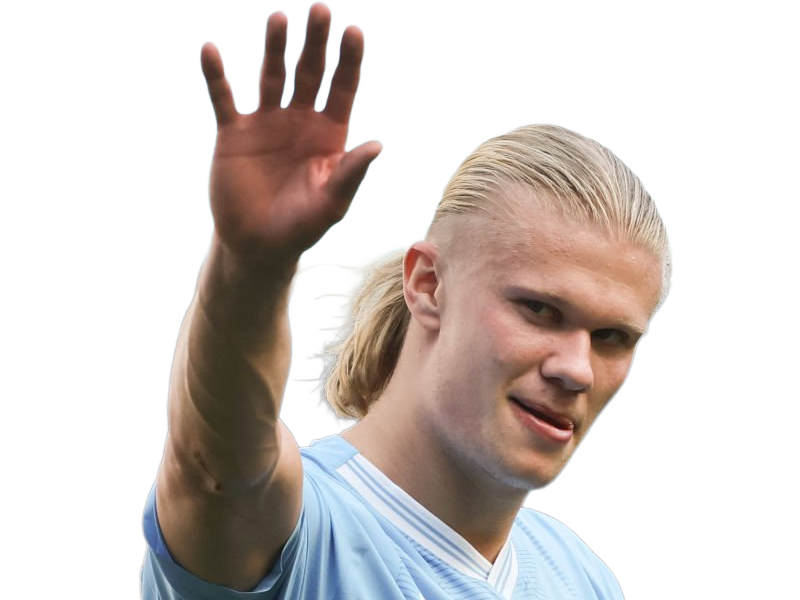 Sticker erling haaland haland braut cyborg homme sportif footballeur norvegien anglais blond yeux bleus vingtaine vingtenaire par Dark-63