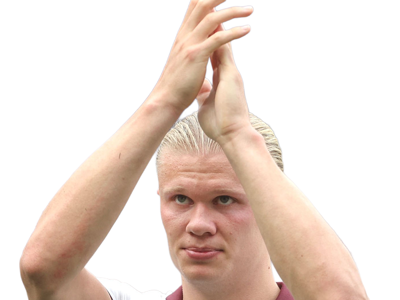 Sticker erling haaland haland braut cyborg homme sportif footballeur norvegien anglais blond yeux bleus vingtaine vingtenaire par Dark-63