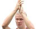 erling haaland haland braut cyborg homme sportif footballeur norvegien anglais blond yeux bleus vingtaine vingtenaire
