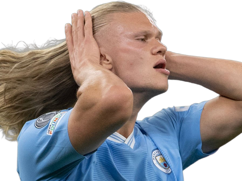 Sticker erling haaland haland braut cyborg homme sportif footballeur norvegien anglais blond yeux bleus vingtaine vingtenaire par Dark-63