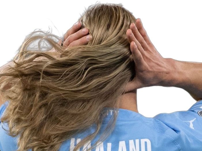 Sticker erling haaland haland braut cyborg homme sportif footballeur norvegien anglais blond yeux bleus vingtaine vingtenaire par Dark-63