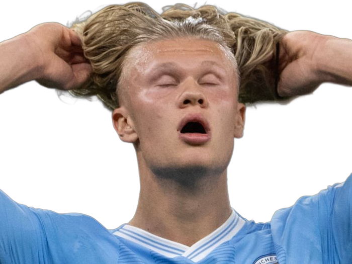 Sticker erling haaland haland braut cyborg homme sportif footballeur norvegien anglais blond yeux bleus vingtaine vingtenaire par Dark-63