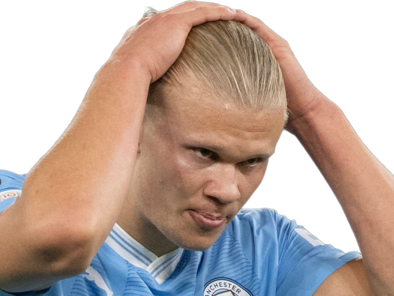 Sticker erling haaland haland braut cyborg homme sportif footballeur norvegien anglais blond yeux bleus vingtaine vingtenaire par Dark-63