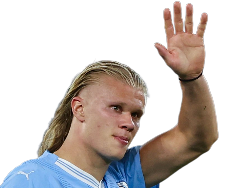 Sticker erling haaland haland braut cyborg homme sportif footballeur norvegien anglais blond yeux bleus vingtaine vingtenaire par Dark-63