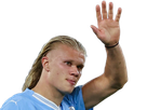 erling haaland haland braut cyborg homme sportif footballeur norvegien anglais blond yeux bleus vingtaine vingtenaire