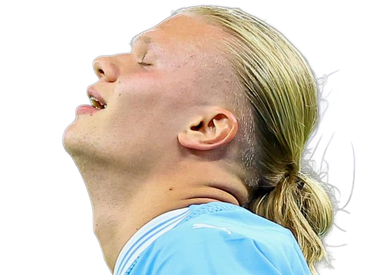 Sticker erling haaland haland braut cyborg homme sportif footballeur norvegien anglais blond yeux bleus vingtaine vingtenaire par Dark-63