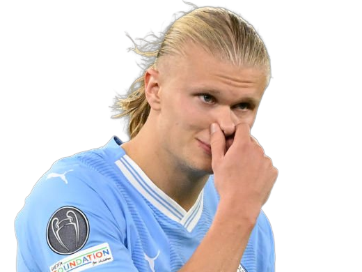 Sticker erling haaland haland braut cyborg homme sportif footballeur norvegien anglais blond yeux bleus vingtaine vingtenaire par Dark-63