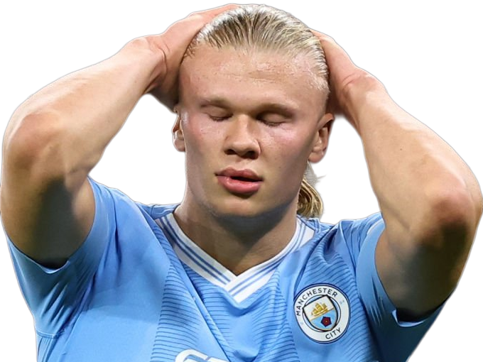Sticker erling haaland haland braut cyborg homme sportif footballeur norvegien anglais blond yeux bleus vingtaine vingtenaire par Dark-63