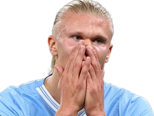 Sticker erling haaland haland braut cyborg homme sportif footballeur norvegien anglais blond yeux bleus vingtaine vingtenaire par Dark-63