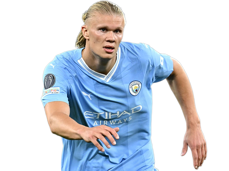 Sticker erling haaland haland braut cyborg homme sportif footballeur norvegien anglais blond yeux bleus vingtaine vingtenaire par Dark-63