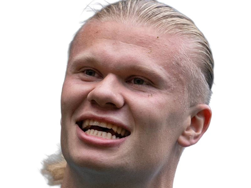 Sticker erling haaland haland braut cyborg homme sportif footballeur norvegien anglais blond yeux bleus vingtaine vingtenaire par Dark-63