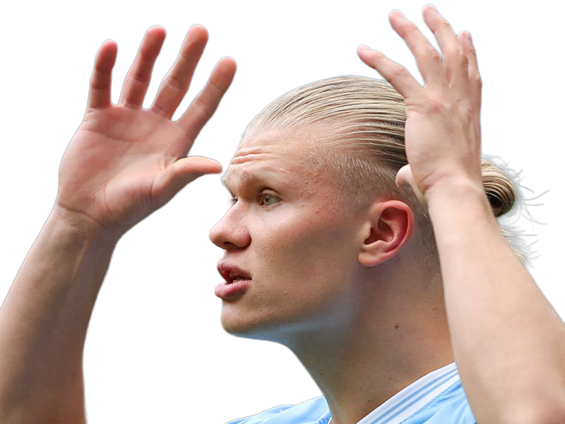 Sticker erling haaland haland braut cyborg homme sportif footballeur norvegien anglais blond yeux bleus vingtaine vingtenaire par Dark-63