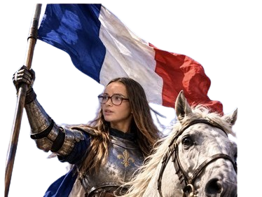 Sticker louise montangon lunettes brune droite droitard queen reine jeanne cheval drapeau france bleu blanc rouge par FedUniqlo
