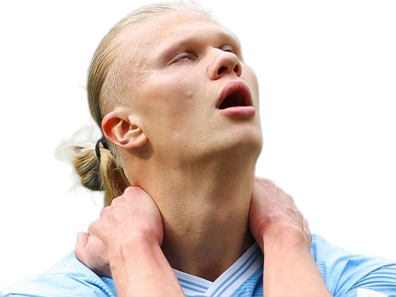 Sticker erling haaland haland braut cyborg homme sportif footballeur norvegien anglais blond yeux bleus vingtaine vingtenaire par Dark-63