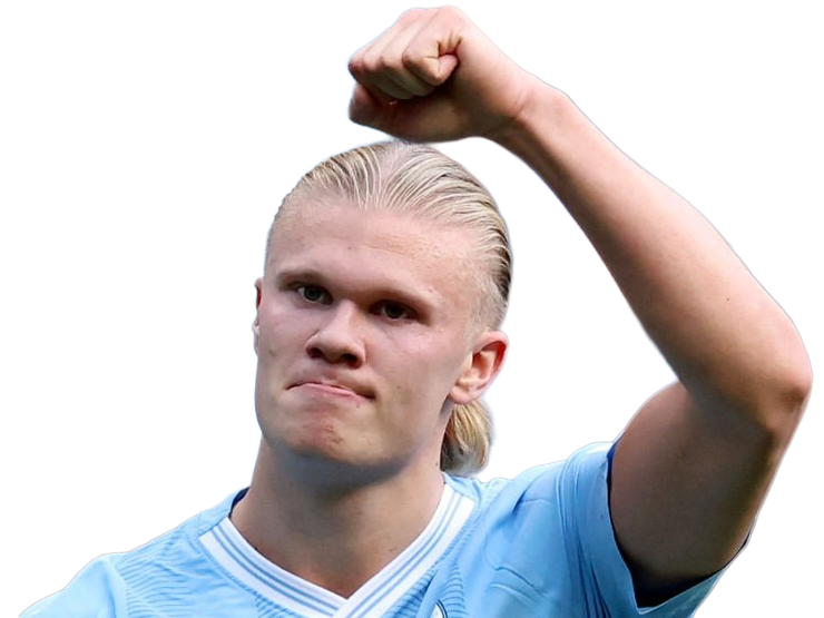 Sticker erling haaland haland braut cyborg homme sportif footballeur norvegien anglais blond yeux bleus vingtaine vingtenaire par Dark-63