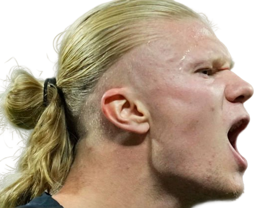 Sticker erling haaland haland braut cyborg homme sportif footballeur norvegien anglais blond yeux bleus vingtaine vingtenaire par Dark-63