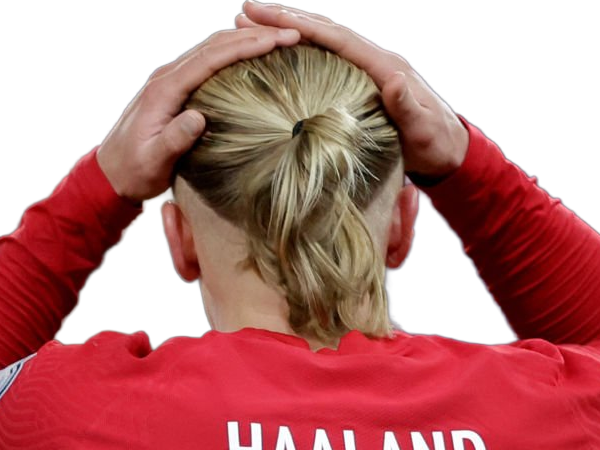 Sticker erling haaland haland braut cyborg homme sportif footballeur norvegien anglais blond yeux bleus vingtaine vingtenaire par Dark-63