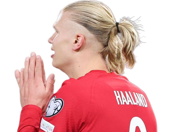 Sticker erling haaland haland braut cyborg homme sportif footballeur norvegien anglais blond yeux bleus vingtaine vingtenaire par Dark-63