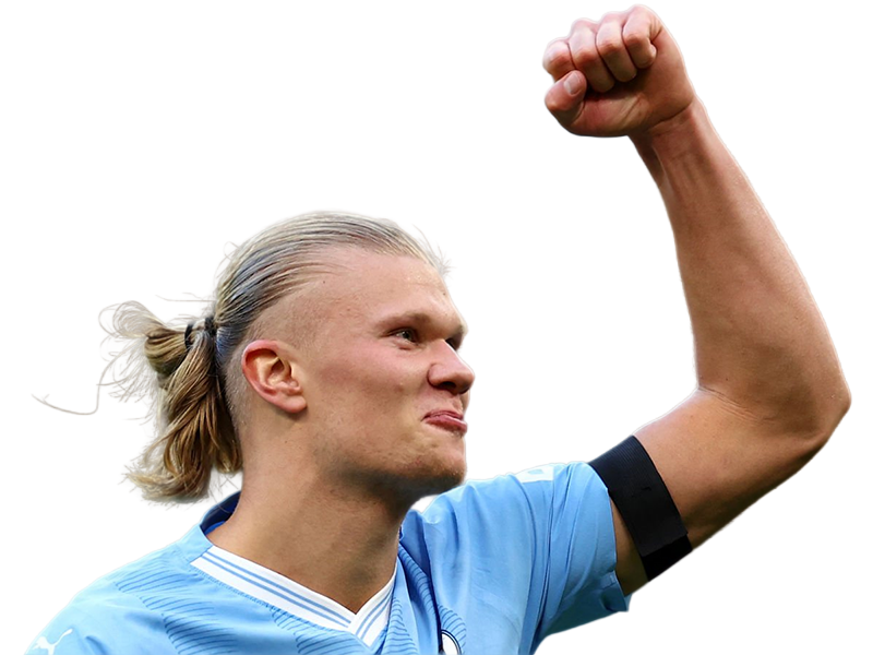 Sticker erling haaland haland braut cyborg homme sportif footballeur norvegien anglais blond yeux bleus vingtaine vingtenaire par Dark-63