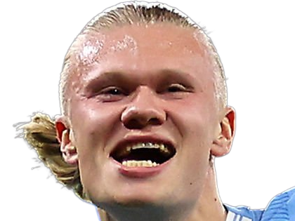Sticker erling haaland haland braut cyborg homme sportif footballeur norvegien anglais blond yeux bleus vingtaine vingtenaire par Dark-63