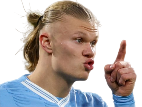 Sticker erling haaland haland braut cyborg homme sportif footballeur norvegien anglais blond yeux bleus vingtaine vingtenaire par Dark-63