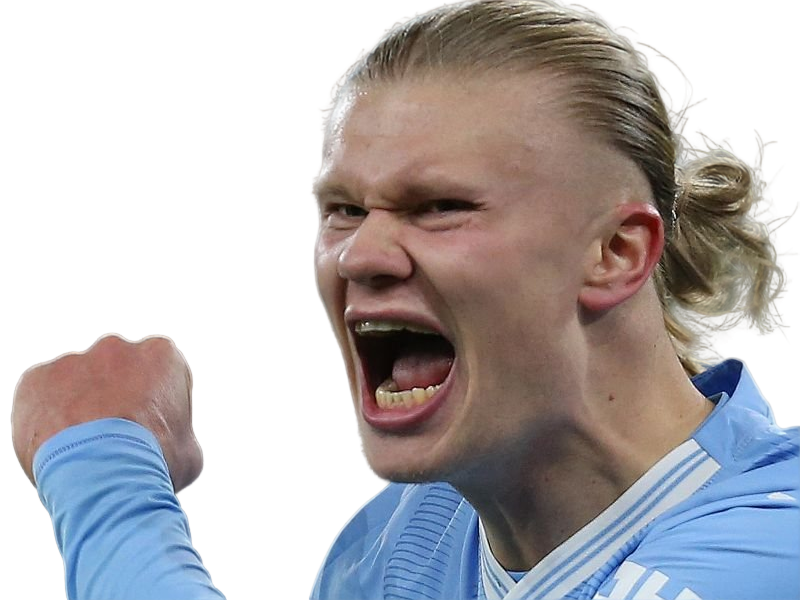 Sticker erling haaland haland braut cyborg homme sportif footballeur norvegien anglais blond yeux bleus vingtaine vingtenaire par Dark-63