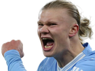 erling haaland haland braut cyborg homme sportif footballeur norvegien anglais blond yeux bleus vingtaine vingtenaire