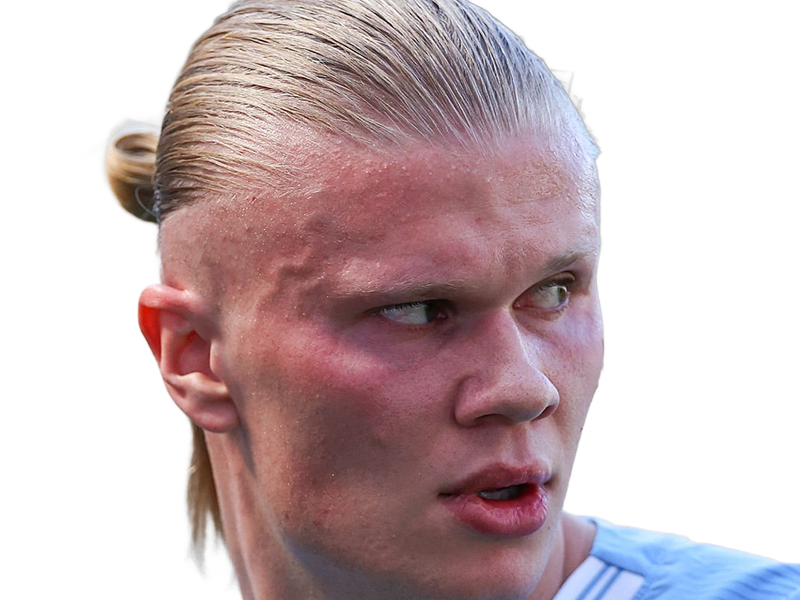 Sticker erling haaland haland braut cyborg homme sportif footballeur norvegien anglais blond yeux bleus vingtaine vingtenaire par Dark-63