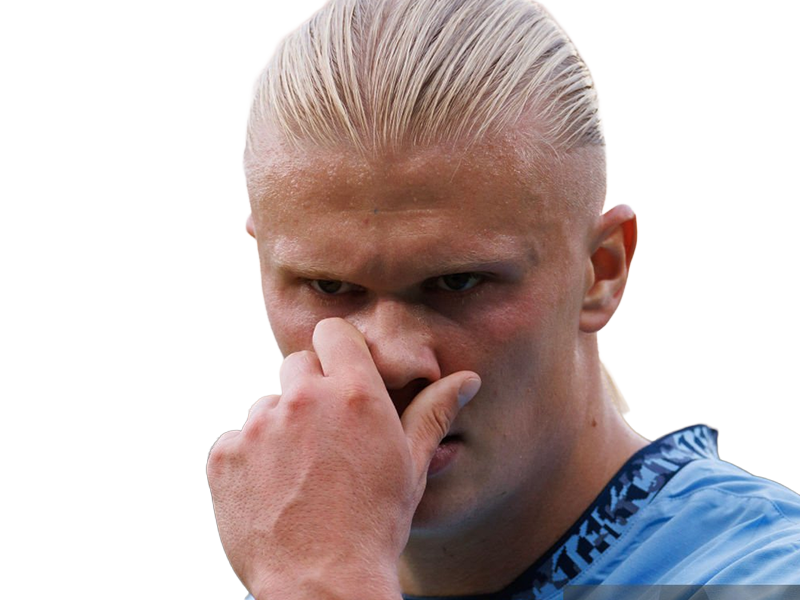 Sticker erling haaland haland braut cyborg homme sportif footballeur norvegien anglais blond yeux bleus vingtaine vingtenaire par Dark-63