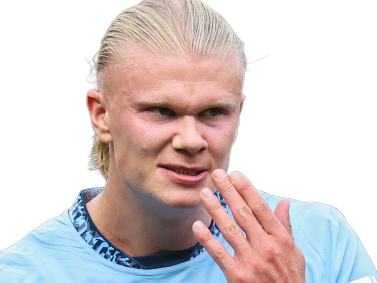 Sticker erling haaland haland braut cyborg homme sportif footballeur norvegien anglais blond yeux bleus vingtaine vingtenaire par Dark-63
