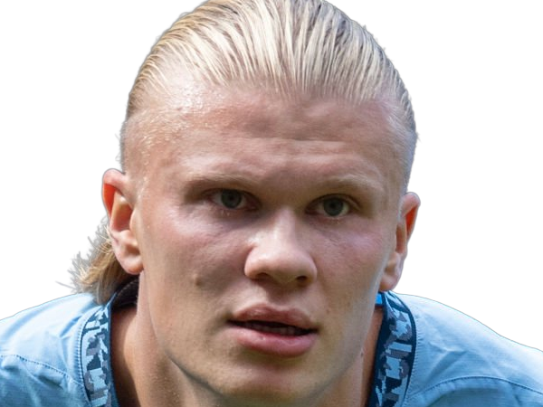 Sticker erling haaland haland braut cyborg homme sportif footballeur norvegien anglais blond yeux bleus vingtaine vingtenaire par Dark-63