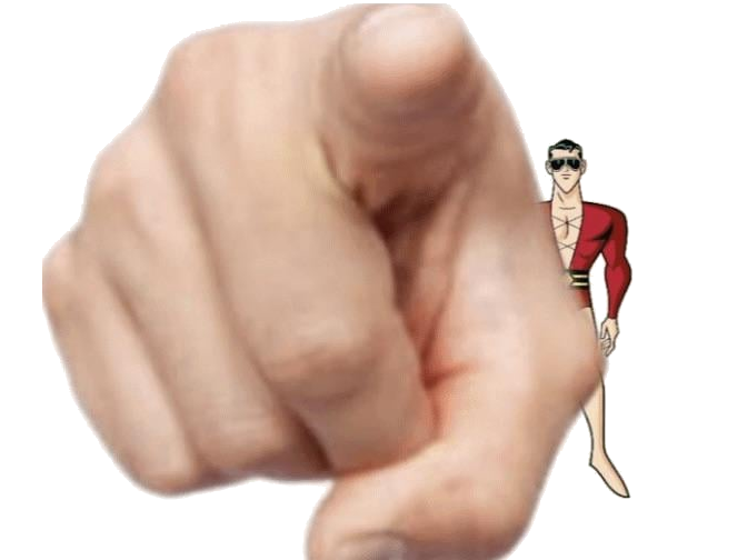 Sticker pointe doigt geant main moque moqueur accusateur zoom par rectalopitheque