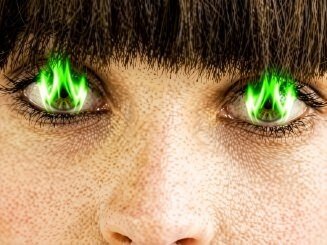 Sticker felicity jones star wars cheveux noir yeux vert erato bloop feu flammes lucifer par Bl0op