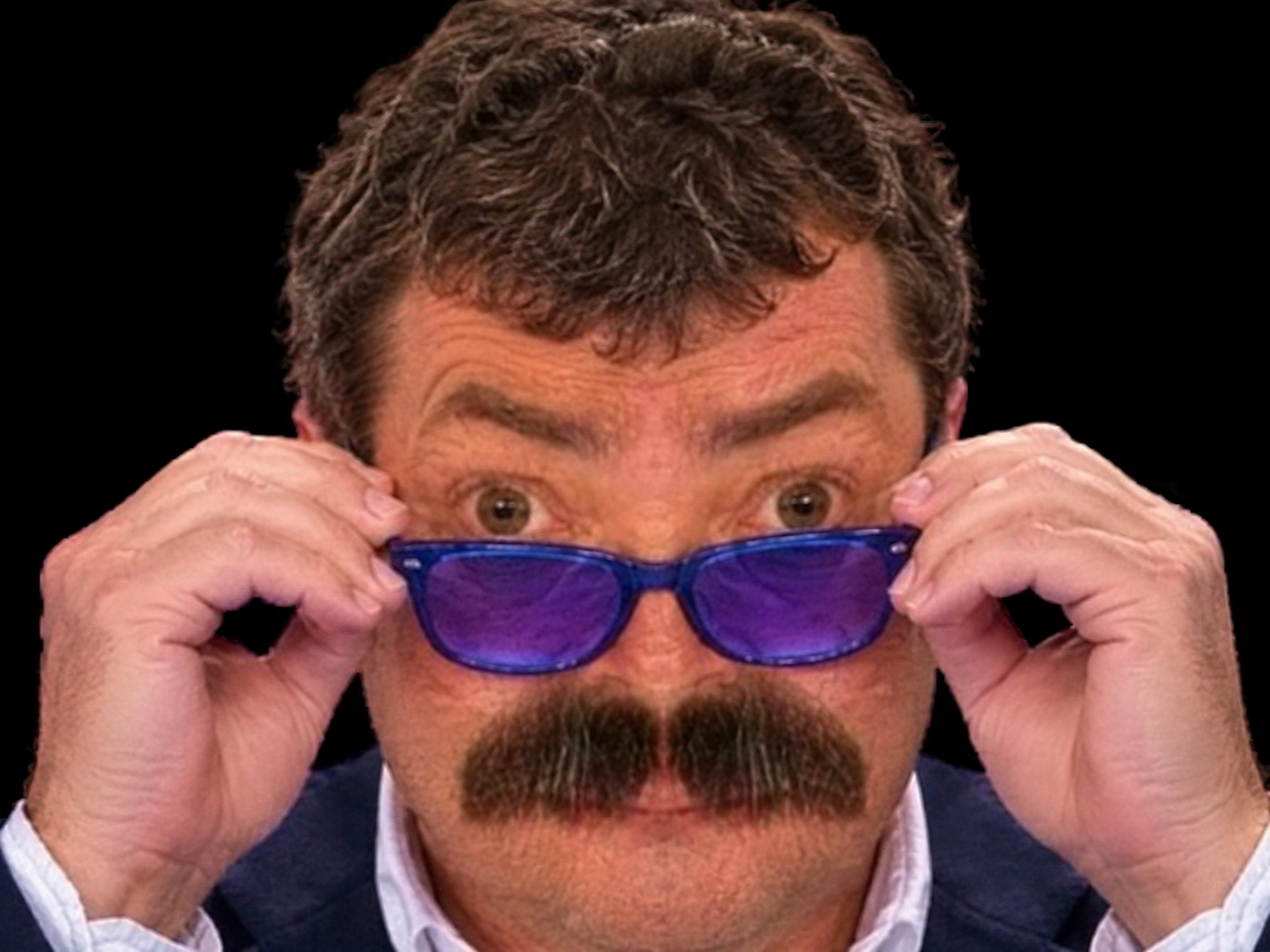 Sticker moustache tbt9 tpmp lunette bleue bleues lunettes par Guayakil