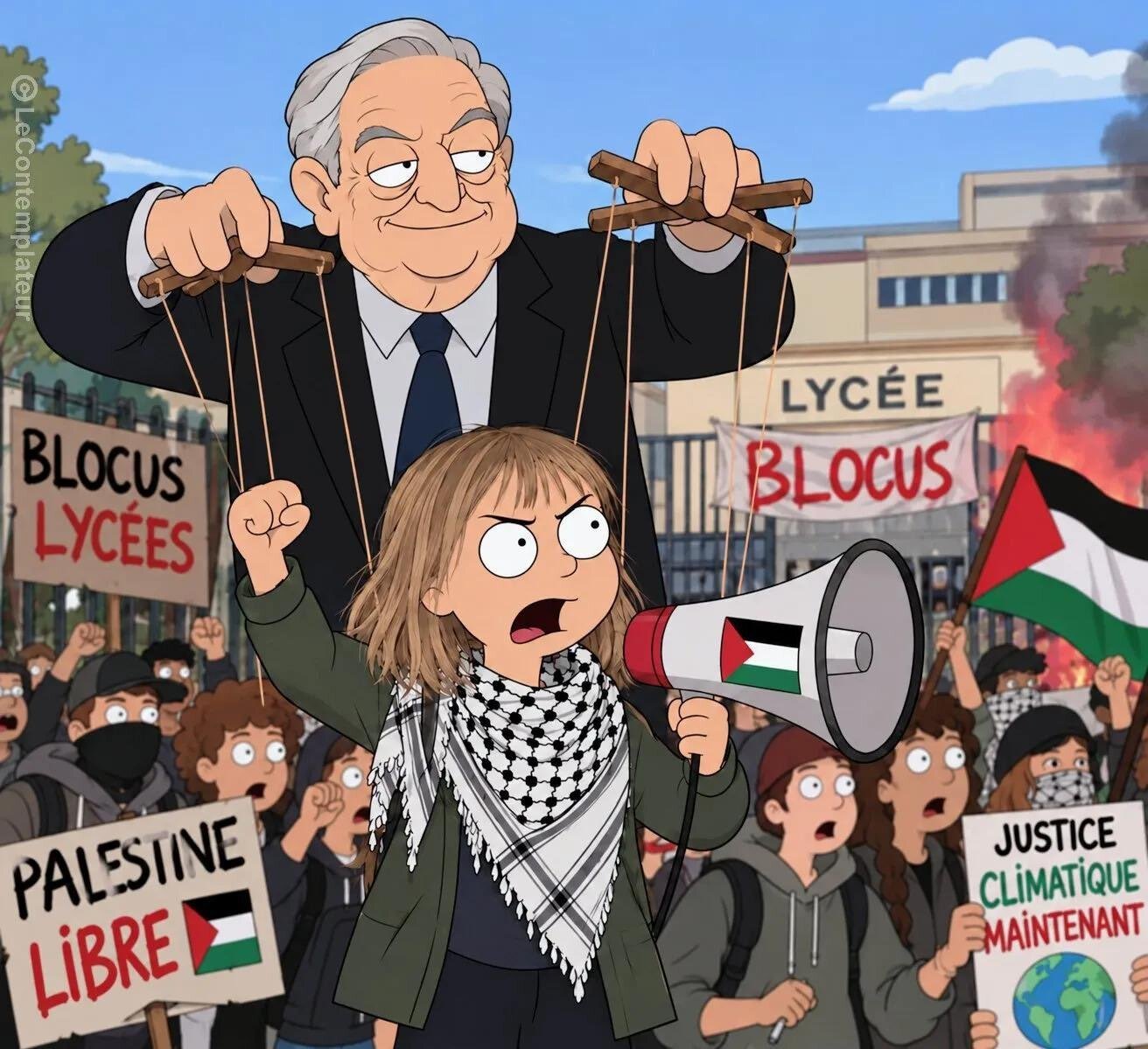 Mème thun berg soros swe activ corrupt wef 2030 agenda society reset riot wokism mason davos par glandilus