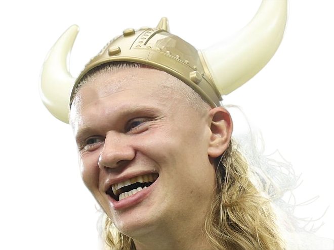 Sticker erling haaland haland braut cyborg homme sportif footballeur norvegien anglais blond yeux bleus vingtaine vingtenaire par Dark-63