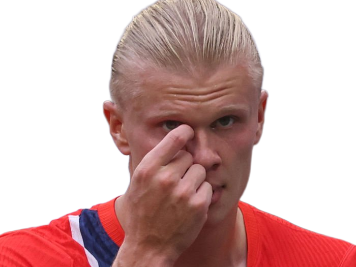 Sticker erling haaland haland braut cyborg homme sportif footballeur norvegien anglais blond yeux bleus vingtaine vingtenaire par Dark-63