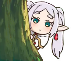 Sticker kikoojap sousou no furiren chibi cute kj chut frueren arrive cache arbre backup by frieren par Crytek