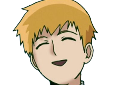 Sticker arataka reigen mob psycho 100 anime manga homme blond yeux noirs medium patron mentor par Dark-63