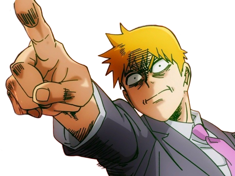 Sticker arataka reigen mob psycho 100 anime manga homme blond yeux noirs medium patron mentor par Dark-63