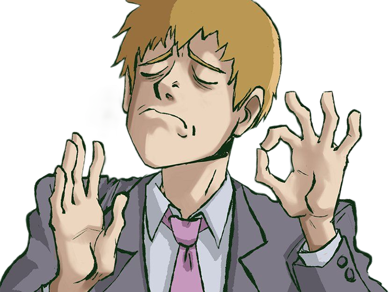 Sticker arataka reigen mob psycho 100 anime manga homme blond yeux noirs medium patron mentor par Dark-63