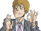 arataka reigen mob psycho 100 anime manga homme blond yeux noirs medium patron mentor