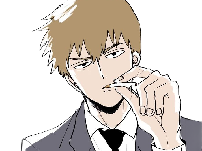 Sticker arataka reigen mob psycho 100 anime manga homme blond yeux noirs medium patron mentor par Dark-63