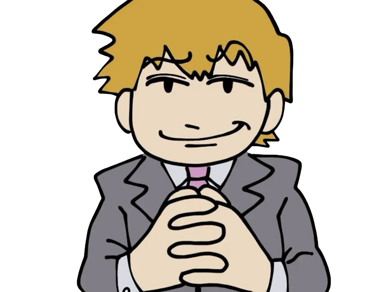 Sticker arataka reigen mob psycho 100 anime manga homme blond yeux noirs medium patron mentor par Dark-63