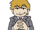 arataka reigen mob psycho 100 anime manga homme blond yeux noirs medium patron mentor