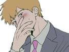 arataka reigen mob psycho 100 anime manga homme blond yeux noirs medium patron mentor